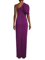 Egan Metallic One-Shoulder Gown