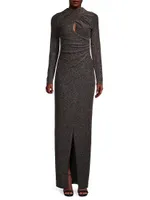 Cece Metallic Long-Sleeve Gown