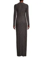 Cece Metallic Long-Sleeve Gown