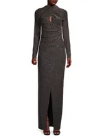 Cece Metallic Long-Sleeve Gown