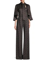 Coralia Tweed Ruffeld-Sleeve Jumpsuit