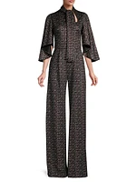 Coralia Tweed Ruffeld-Sleeve Jumpsuit