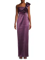 Bisella Satin One-Shoulder Gown