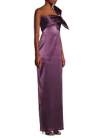Bisella Satin One-Shoulder Gown