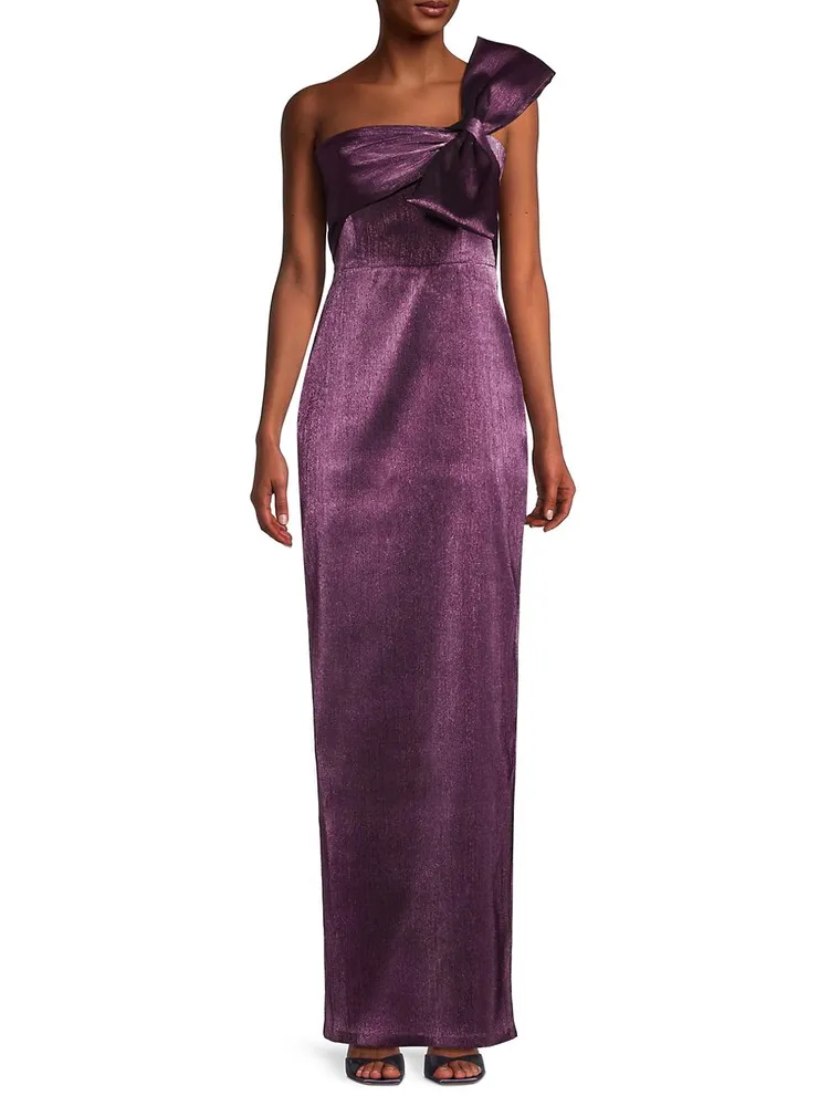 Bisella Satin One-Shoulder Gown