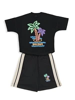 Little Boy's & Neon Palms Track Shorts