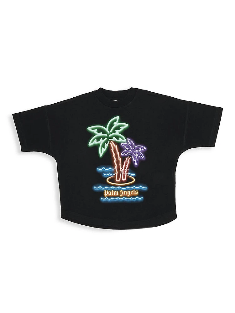 Little Girl's & Neon Palms Oversize T-Shirt