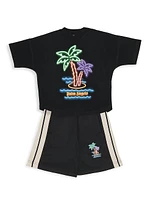 Little Girl's & Neon Palms Oversize T-Shirt