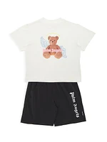 Little Boy's & Logo Swim Shorts