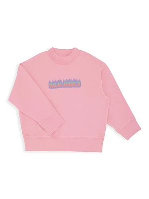 Little Girl's & Logo Flames Crewneck Sweatshirt