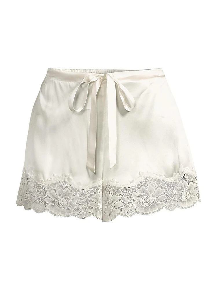 Lace-Trim Silk Shorts