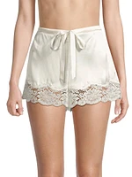 Lace-Trim Silk Shorts