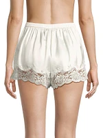 Lace-Trim Silk Shorts