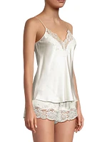 Lace-Trim Silk Cami