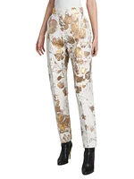 Metallic Floral Pleated Trousers