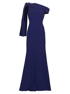 Knotted Crepe Evening Gown