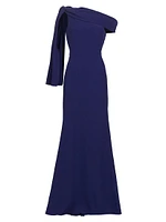 Knotted Crepe Evening Gown