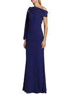 Knotted Crepe Evening Gown