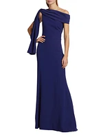 Knotted Crepe Evening Gown