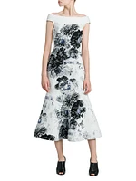 Chiaroscuro Floral Midi-Dress