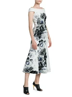 Chiaroscuro Floral Midi-Dress