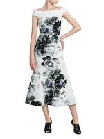 Chiaroscuro Floral Midi-Dress