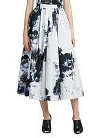 Chiaroscuro Floral Cotton Skirt