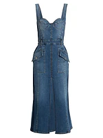 Denim Cotton-Blend Midi-Dress