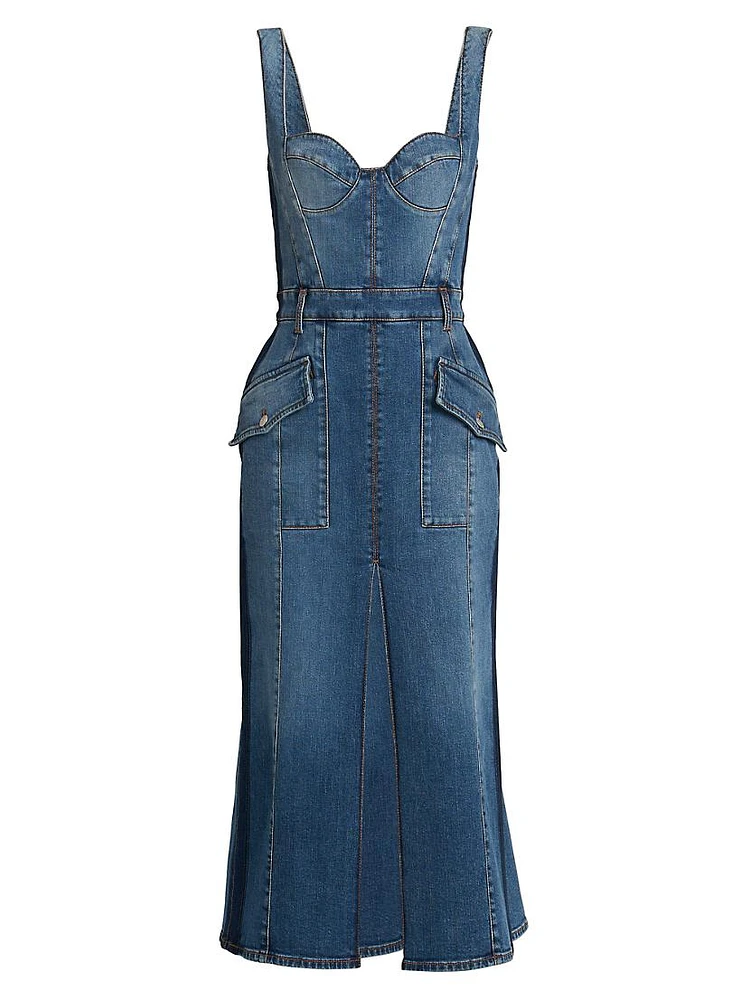 Denim Cotton-Blend Midi-Dress