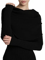 Ribbed Wool-Blend Cape Sweater