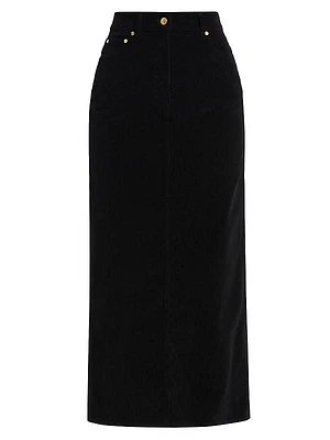 Washed Corduroy Cotton-Blend Midi-Skirt