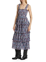 Tiered Georgette Midi-Dress