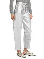 Wide-Leg Foiled Metallic Jeans