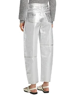 Wide-Leg Foiled Metallic Jeans