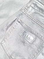 Wide-Leg Foiled Metallic Jeans