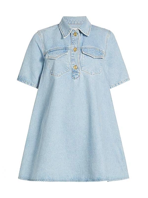 Short-Sleeve Denim Minidress