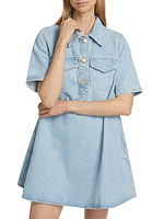 Short-Sleeve Denim Minidress