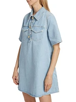 Short-Sleeve Denim Minidress