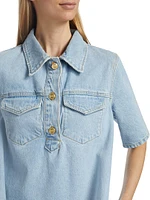 Short-Sleeve Denim Minidress