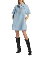 Short-Sleeve Denim Minidress