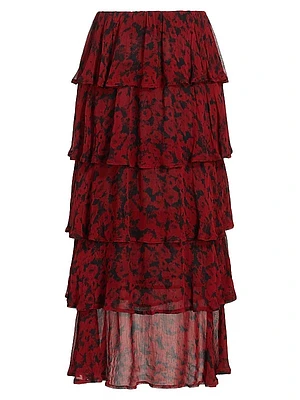 Printed Georgette Midi-Skirt