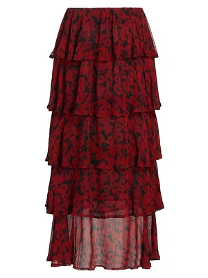 Printed Georgette Midi-Skirt