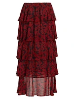 Printed Georgette Midi-Skirt