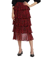 Printed Georgette Midi-Skirt