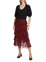 Printed Georgette Midi-Skirt