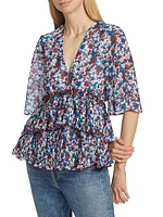 Tiered Printed Georgette Blouse