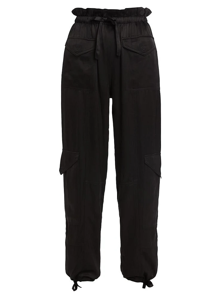 Washed Satin Cargo Pants