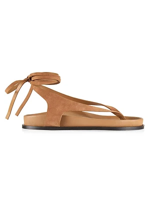 Shel Leather Ankle-Wrap Sandals