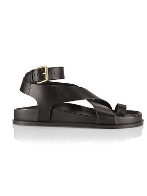 Jalen Leather Ankle-Wrap Sandals