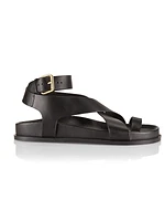 Jalen Leather Ankle-Wrap Sandals